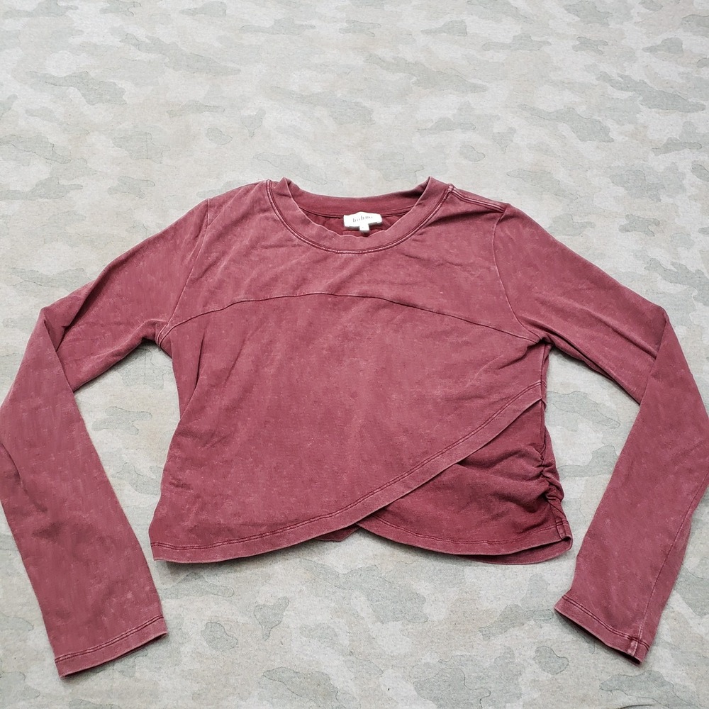 Bohme Crop Top Womens XL Red Wrap Layered‎ Long Sleeve